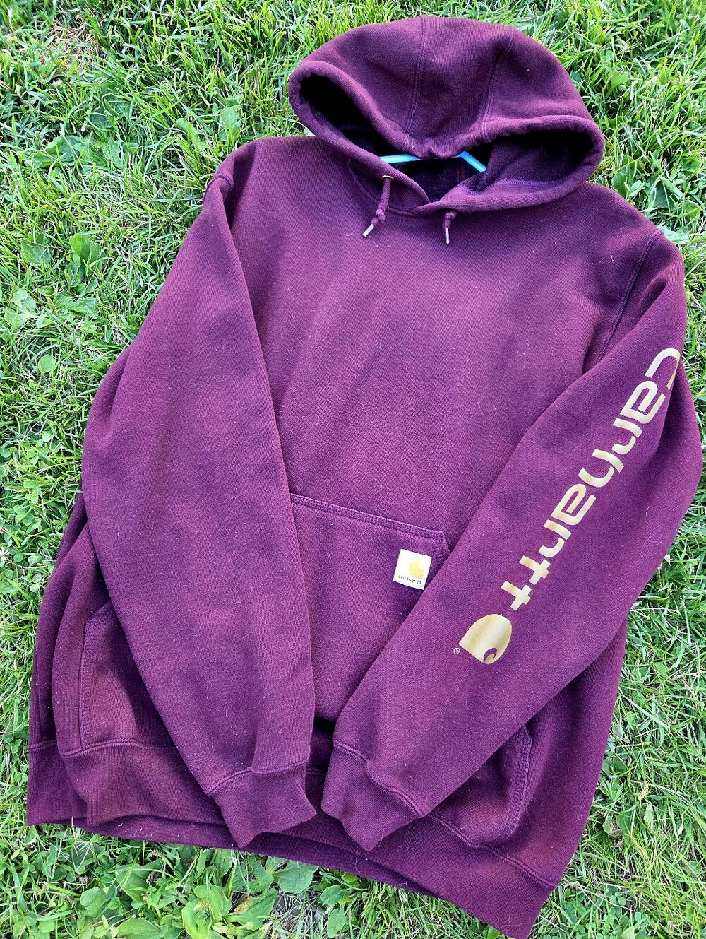 Carhartt Men’s Burgundy Crewneck Logo Sleeve Pullover